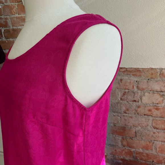 Karin Stevens Fucsia Pink Flower  Sleeveless Dress LARGE - Picture 3 of 6